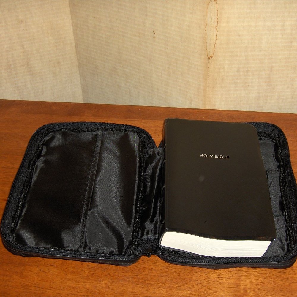 Bible case and Bible, Old and New Testament 1982 King James
